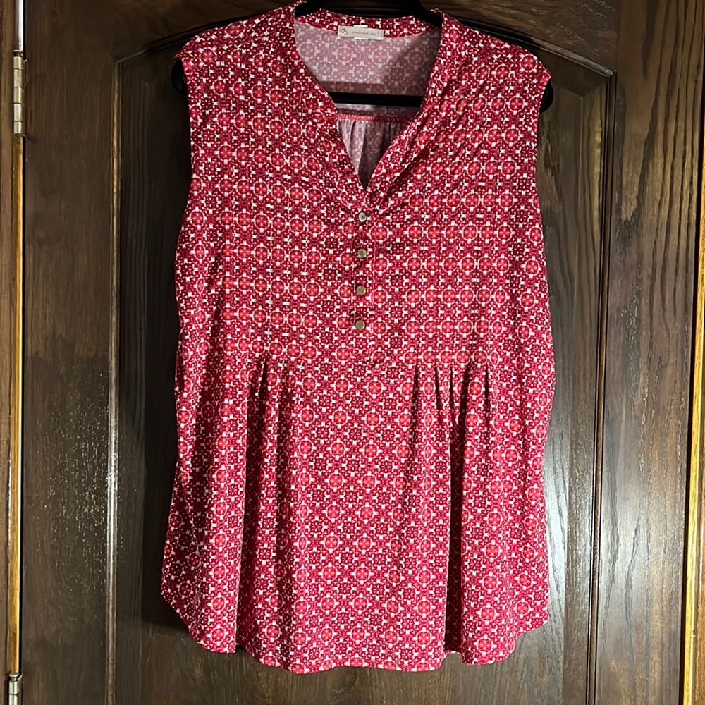 Red swing top sleeveless blouse